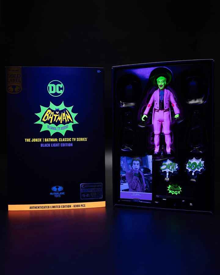 Batman DC Retro 66 Classics TV Series 1960s The Joker (Black Light) Gold Label 6 Inch Action Figure