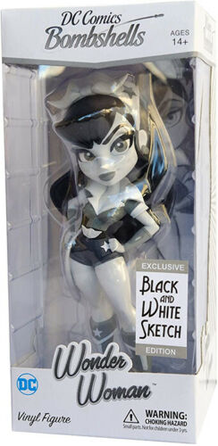 DC Comics Bombshells Wonder Woman Black and White 7 Inch Vinyl Figure (Sketch Exclusive Edition) - fimurineforall.com