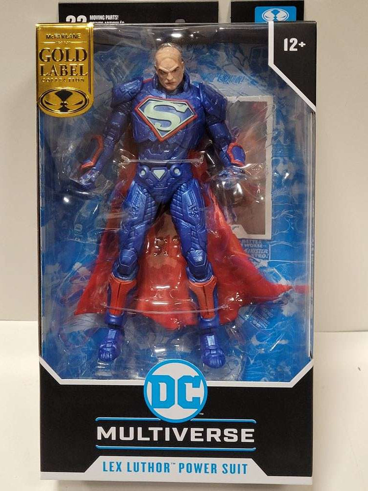 DC Multiverse Comics Rebirth Lex Luthor Power Suit Blue Cape Gold Label Exclusive 7 Inch Action Figure - fimurineforall.com