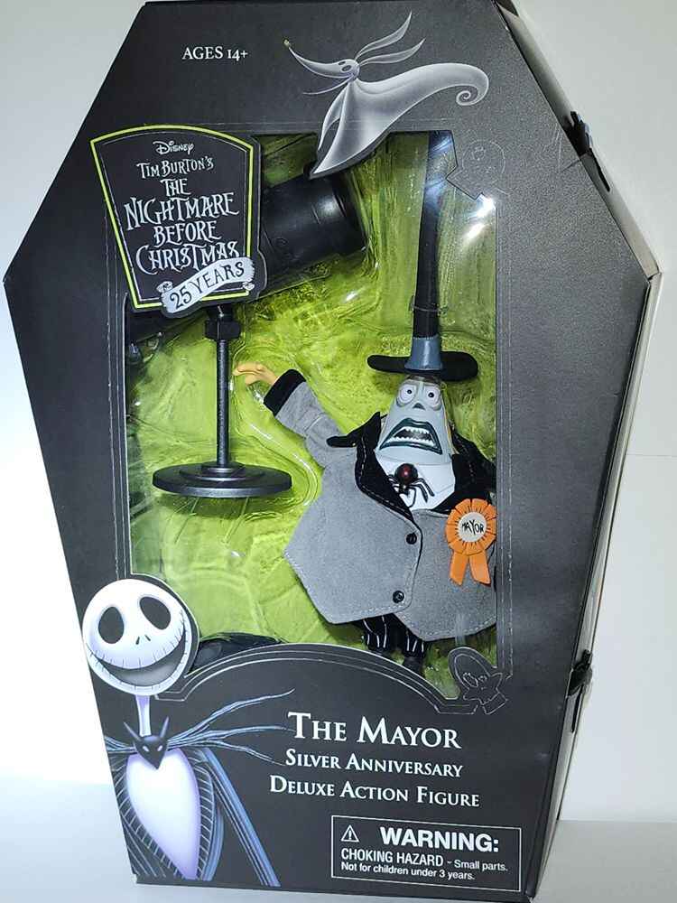 The Nightmare Before Christmas Silver Anniversary Mayor 6 Inch Action Figure in Coffin