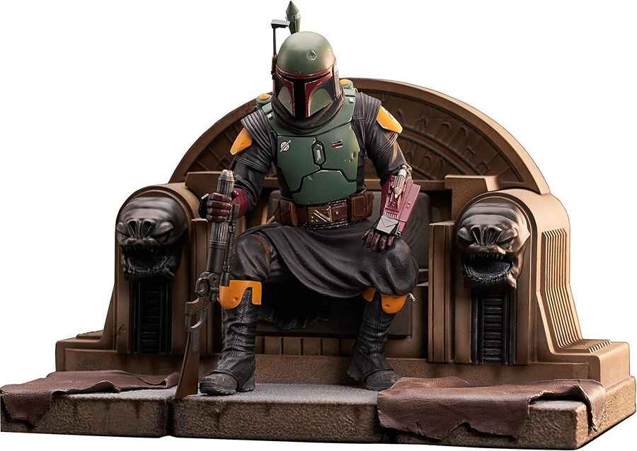 Star Wars Premier Collection The Mandalorian Boba Fett on Throne 10 Inch Tall Resin Statue
