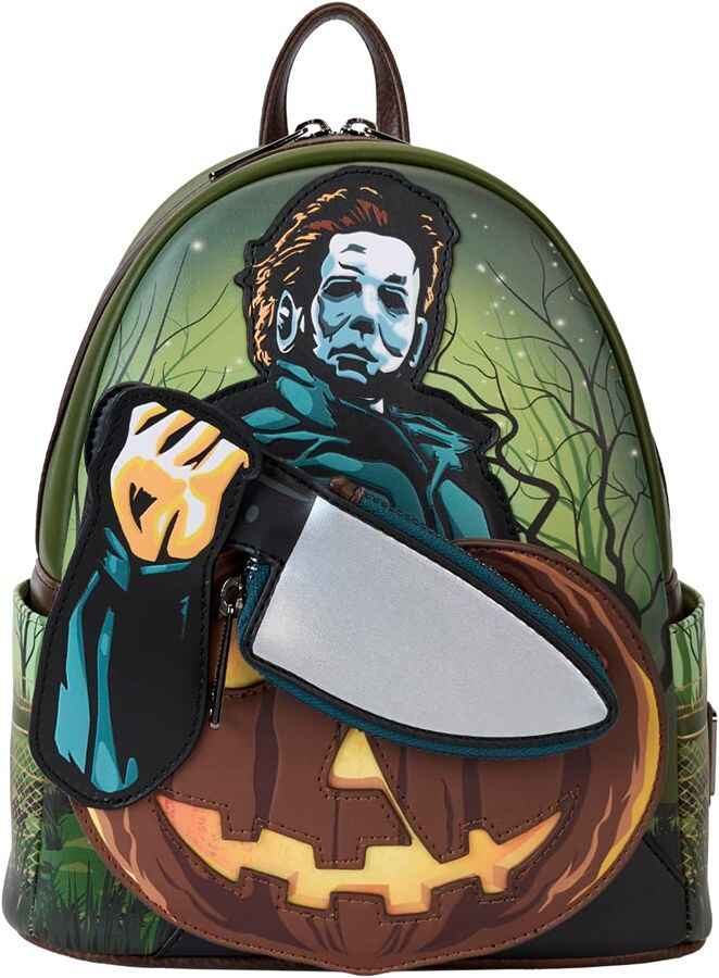 Loungefly Horror Halloween Michael Myers W/ Knife and Pumpkin Cosplay Mini Backpack Shoulder Bag