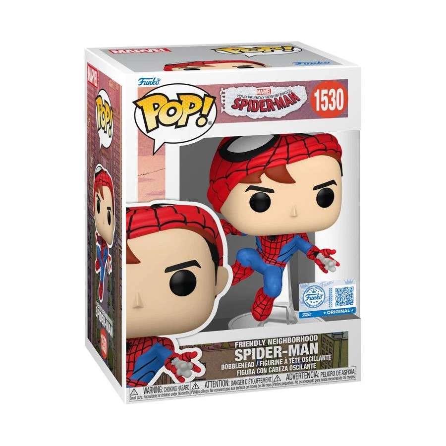 Pop Marvel Friendly Neighborhood Spider-Man 3.75 Inch Vinyl Figure - Unmasked Spider-Man Exclusive #1530