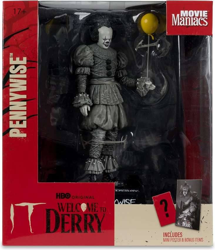 Movie Maniacs IT: Welcome to Derry Pennywise (B&W) 6 Inch Posed Figure