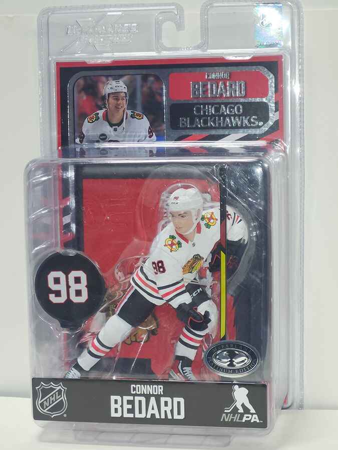 Sportpicks NHL Hockey 7 Inch Posed Figure - Connor Bedard 2 #98 Platinum (Chicago Blackhawks)