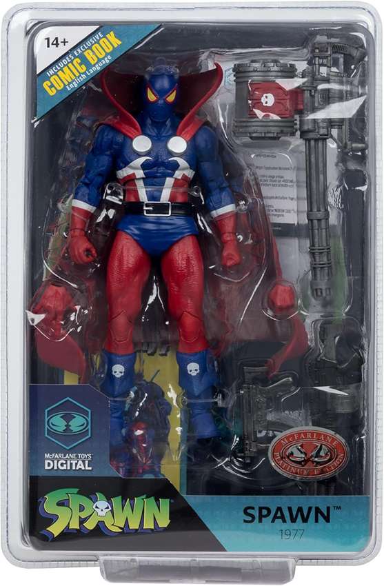 Spawn Digital Page Punchers Spawn 1977 Red and Blue Chase (Red Platinum) 7 Inch Action Figure