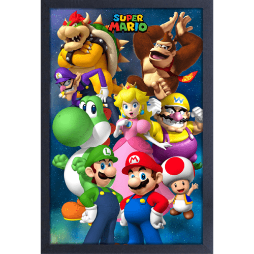Wall Art Super Mario (Group) 12" x 18" Framed Poster Print