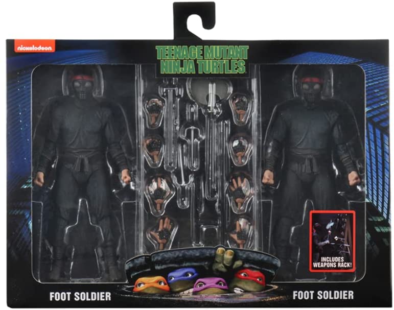 NECA Teenage Mutant Ninja Turtles 90s Movie Foot Soldier 2-Pack 7 inch Weapons Rack Action Figure - fimurineforall.com