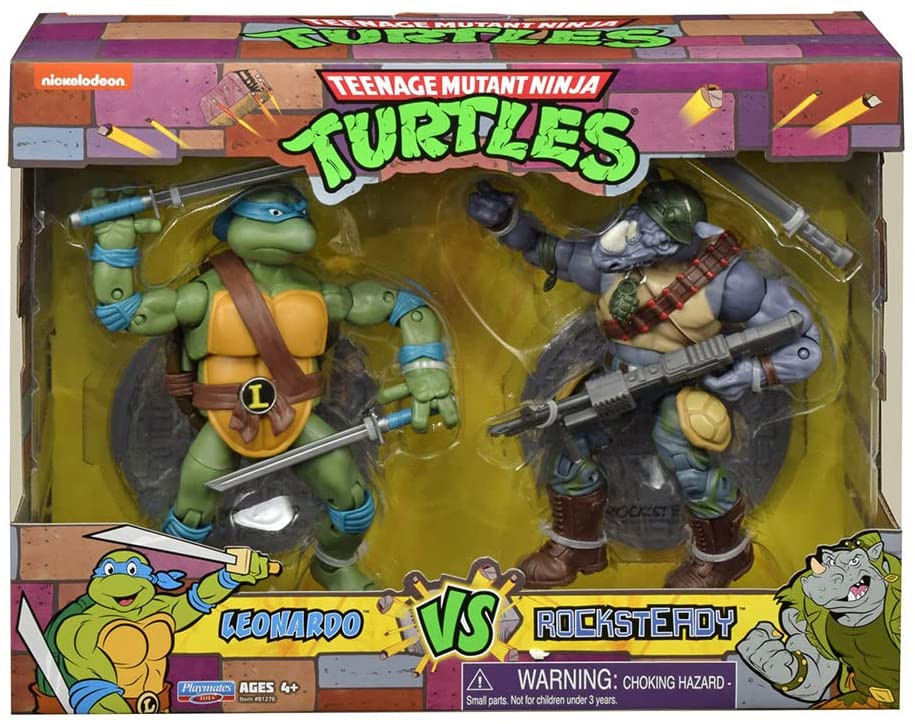 Teenage Mutant Ninja Turtles 6 Inch Action Figure Original TV 2-Pack - Leonardo vs Rocksteady - fimurineforall.com