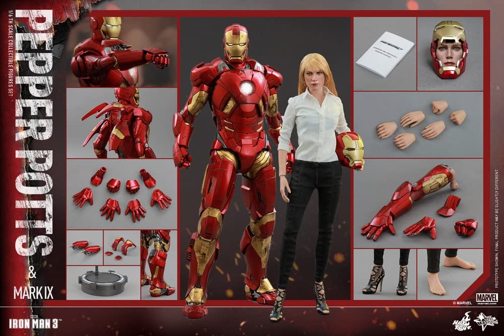 Iron Man 3 Movie Masterpiece Pepper Potts and Mark IX Armor Collectible Figure - fimurineforall.com
