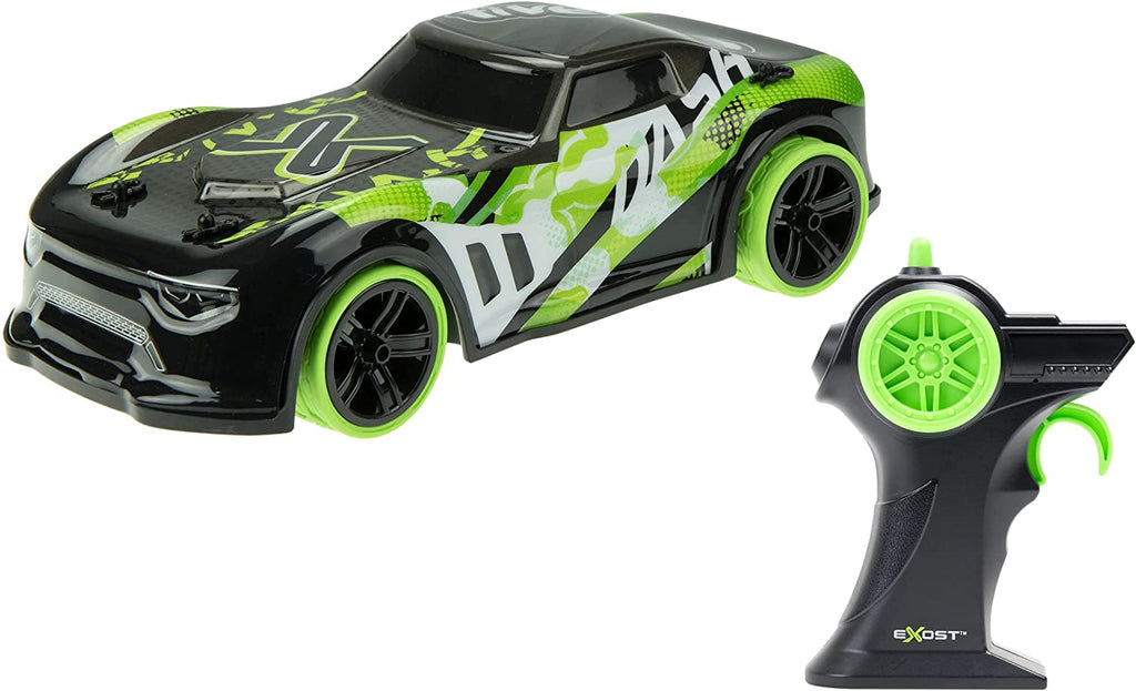 Exost 20630 Lightening Dash, RC Vehicle with Light Up Body, High Speed Kids Stunt Remote Control Car, 2HGhz, Black and Green, Multicolour - fimurineforall.com