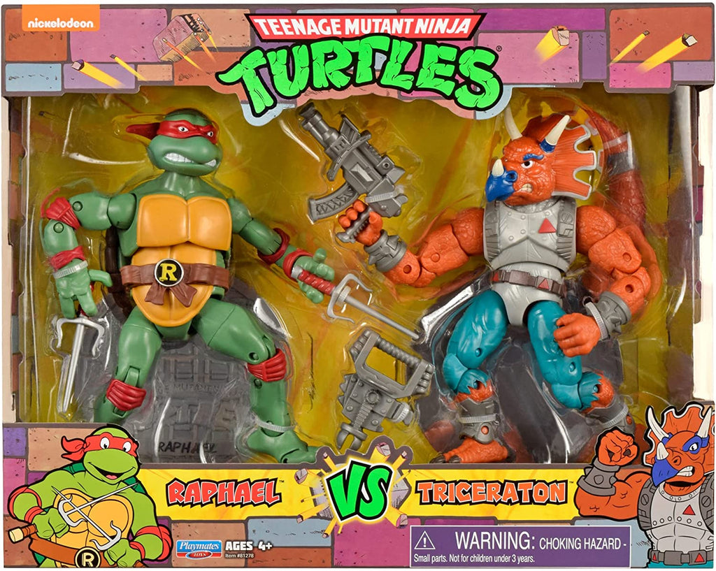 Teenage Mutant Ninja Turtles 6 Inch Action Figure Original TV 2-Pack - Raphael vs Triceraton - fimurineforall.com
