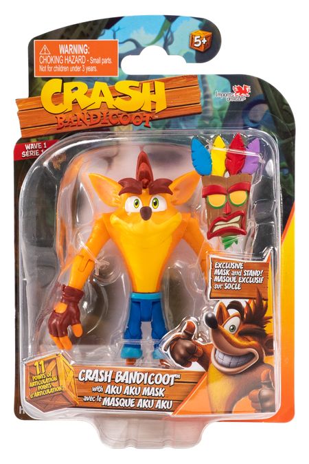 Crash Bandicoot Crash with Aku Aku Mask 5 Inch Action Figure Wave 1 - fimurineforall.com