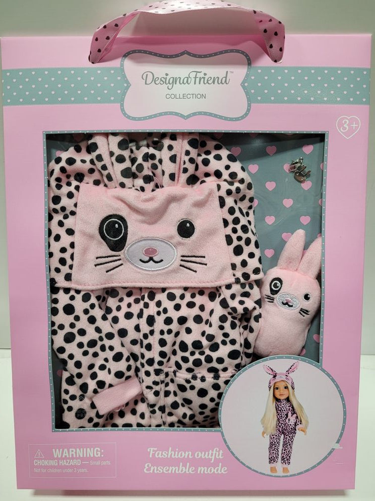 Designafriend Collection Fashion Outfit Pyjama Bunny Onesie Outfit for 18 Inch Doll - fimurineforall.com