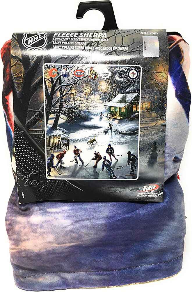 NHL Blanket Fleece Sherpa Throw Featuring The Warming House 50x60 Inch